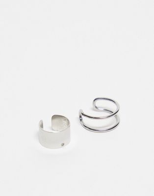 Lost Souls 2-pack stainless steel ear cuff earrings in silver