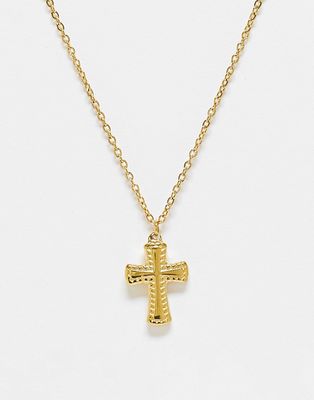 Lost Souls stainless steel cross pendant necklace in gold