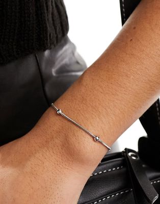 Lost Souls stainless steel dainty chain and ball bracelet in silver