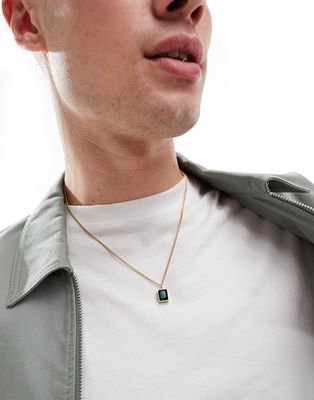 Lost Souls stainless steel emerald crystal pendant necklace in gold