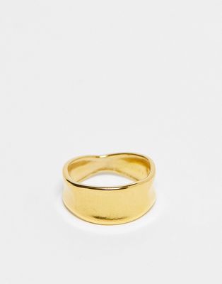 Lost Souls stainless steel hammered ring in gold