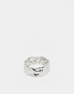 Lost Souls stainless steel hammered ring in silver