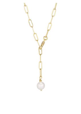 Lotus 24K Gold-Plated & Pearl Lariat Necklace