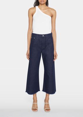 Lotus Cropped Wide Frayed Jeans