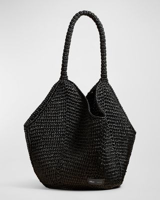 Lotus Medium Raffia Bucket Bag