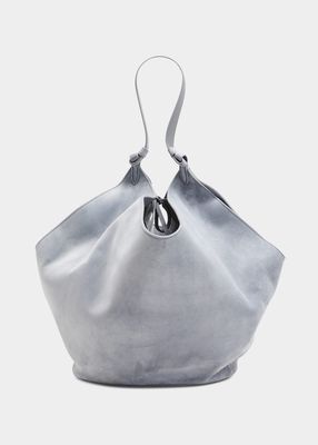 Lotus Medium Suede Shoulder Bag