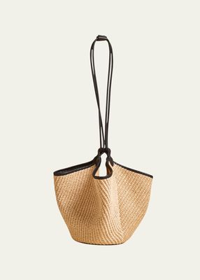 Lotus Mini Drawstring Raffia Bucket Bag