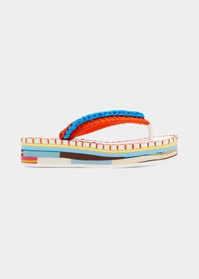 Lou Braided Colorblock-Sole Thong Sandals
