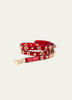 Loubileash Psychic Patent Leather Dog Leash with Cara Spikes, Small