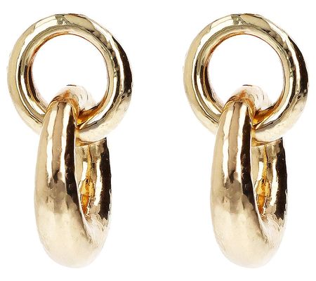 Louis Dell'Olio Bronze Hammered Double Round Li nk Earrings