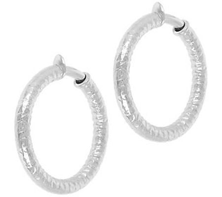 Louis Dell'Olio Sterling Silver 1-1/2 Clip-On Hoop Earrings