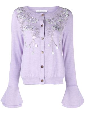 Louis Shengtao Chen embroidered knitted cardigan - Purple