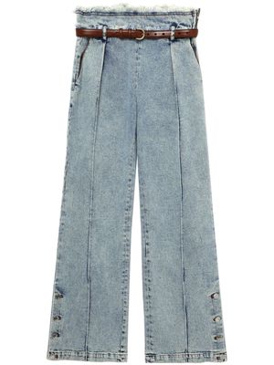 Louis Shengtao Chen frayed-detail flared jeans - Blue