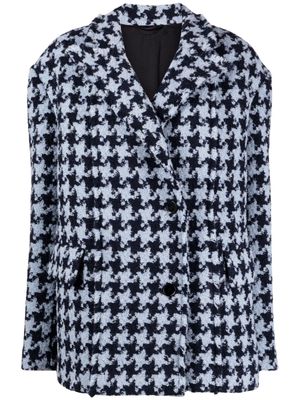 Louis Shengtao Chen houndstooth-pattern double-breasted blazer - Blue