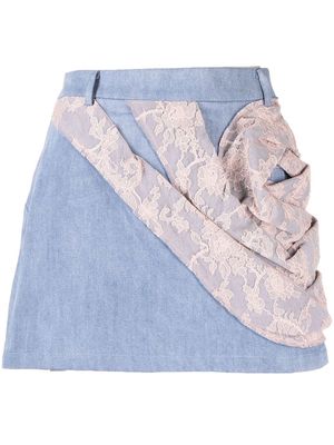 Louis Shengtao Chen lace-detailaing skirt - Blue