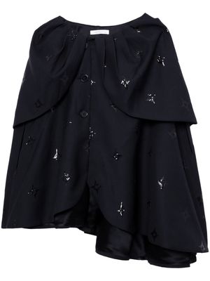 Louis Shengtao Chen sequin-embellished asymmetric cape - Black