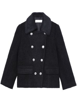 Louis Shengtao Chen straight-point collar wool jacket - Black