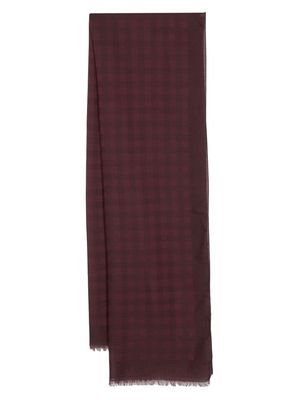 Louis Vuitton 2000s pre-owned check-pattern frayed scarf - Red