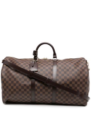Louis Vuitton 2006 pre-owned Damier Ebène Keepall Bandoulière 55 travel bag - Brown