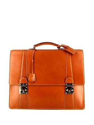 Louis Vuitton pre-owned double clasp flap briefcase - Brown