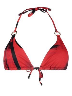 Louisa Ballou abstract-pattern bikini top - Red