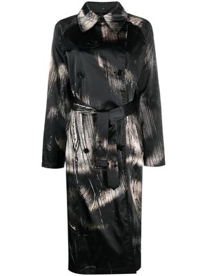 Louisa Ballou abstract-pattern double-breasted trenchcoat - Black