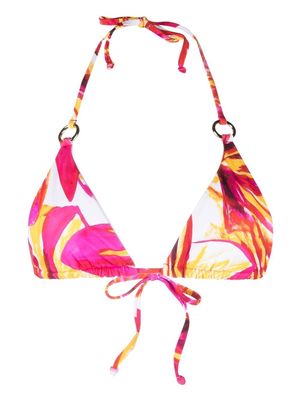 Louisa Ballou abstract-pattern low-rise bikini top - Red