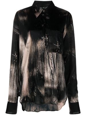 Louisa Ballou abstract-pattern print long-sleeve shirt - Black