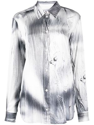 Louisa Ballou abstract-pattern stretch-silk shirt - Silver