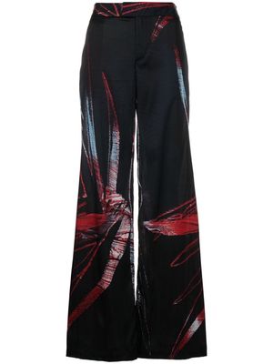 Louisa Ballou abstract-pattern wide-leg trousers - Black