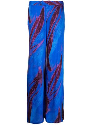Louisa Ballou abstract-print wide-leg trousers - Blue