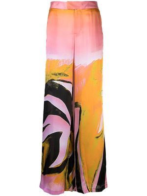 Louisa Ballou all-over graphic print silk trousers - Pink