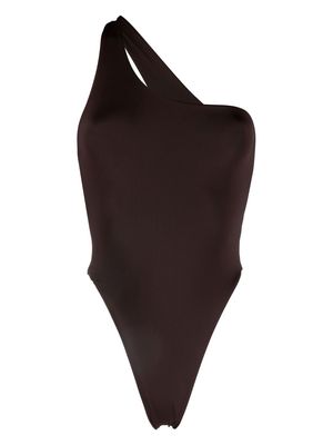 Louisa Ballou asymmetric cut-out swimsuit - Brown