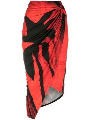 Louisa Ballou asymmetric graphic-print skirt - Red