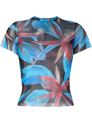 Louisa Ballou Beach graphic-print sheer T-shirt - Blue
