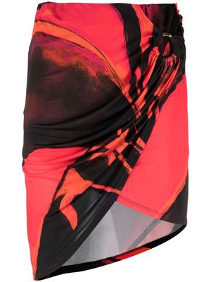 Louisa Ballou Coastline Red Queen-print draped miniskirt - Black