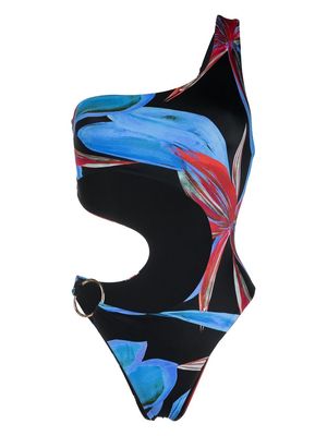 Louisa Ballou floral-print cut-out swimsuit - Blue