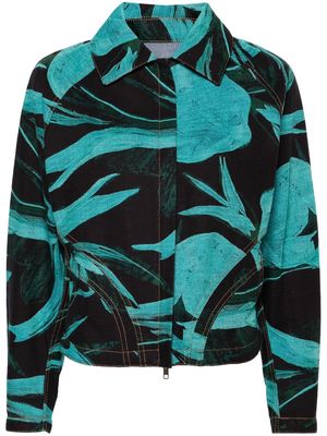 Louisa Ballou floral-print denim jacket - Blue