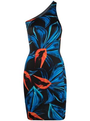 Louisa Ballou floral-print off-shoulder dress - Blue