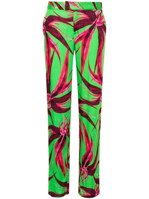 Louisa Ballou floral-print wide-leg trousers - Green