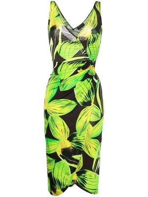 Louisa Ballou floral-print wrap midi dress - Green