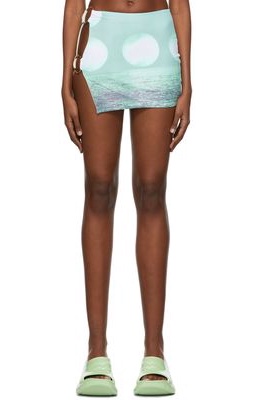 Louisa Ballou Green Nylon Mini Skirt