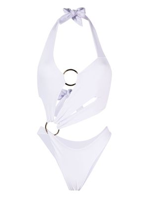 Louisa Ballou halter neck cut-out design one-piece - White