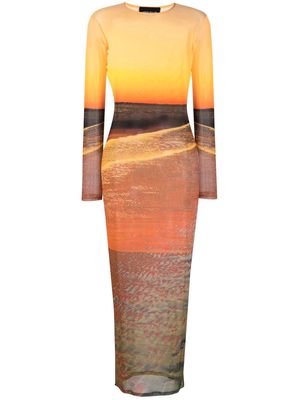 Louisa Ballou High Tide mesh maxi dress - Orange