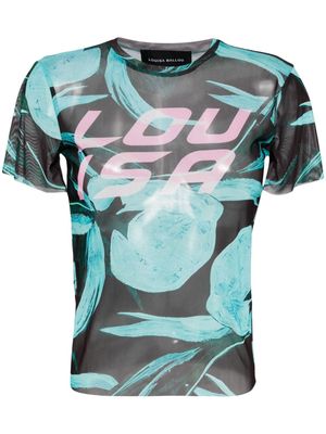 Louisa Ballou logo-print mesh T-shirt - Green