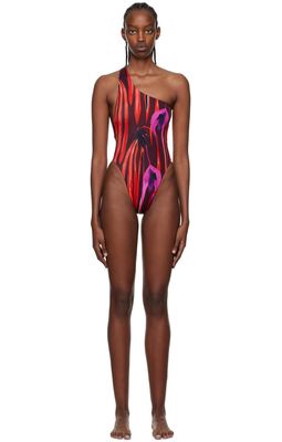 Louisa Ballou Red Plunge One-Piece Swimsuit