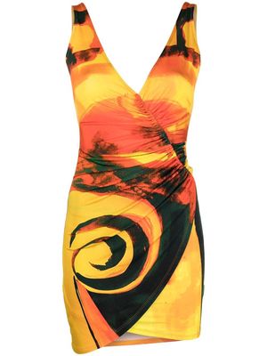 Louisa Ballou Sea Breeze V-neck mini dress - Orange