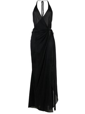 Louisa Ballou semi-sheer sleeveless maxi dress - Black