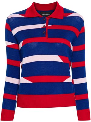 Louisa Ballou striped merino wool polo jumper - Red