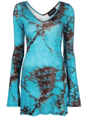 Louisa Ballou Turquoise Stone-print ribbed minidress - Blue